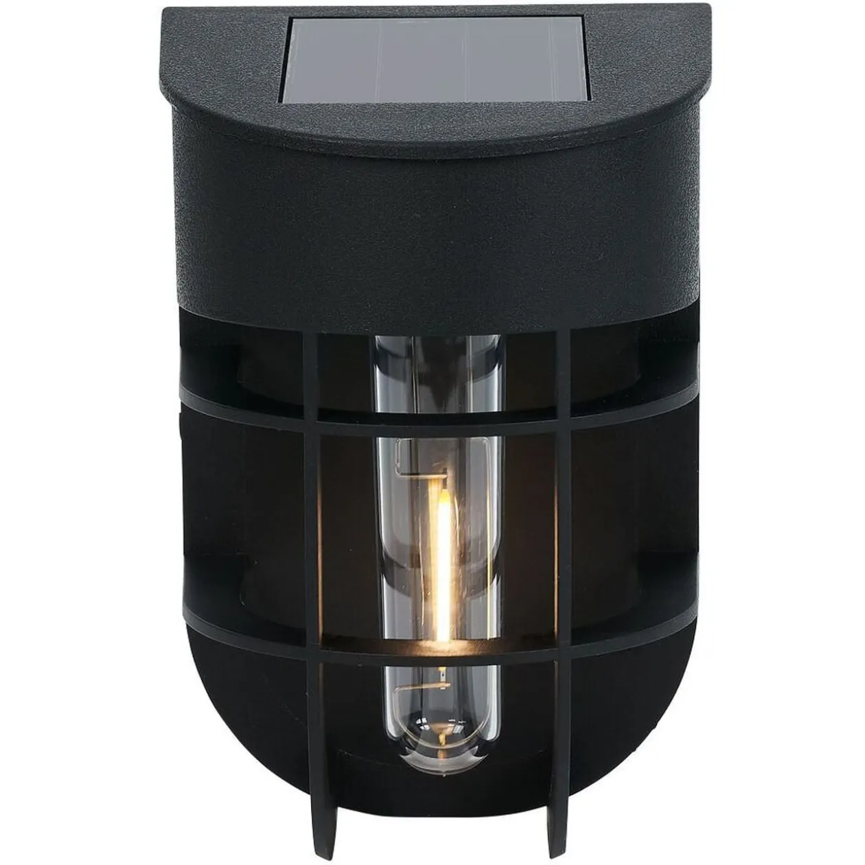 Lampe solaire plastique noir 9,5x8xH14,5cm