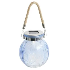Lampe solaire à poser ou suspendre en verre et jute Ø11xH12,5cm (2 modèles)
