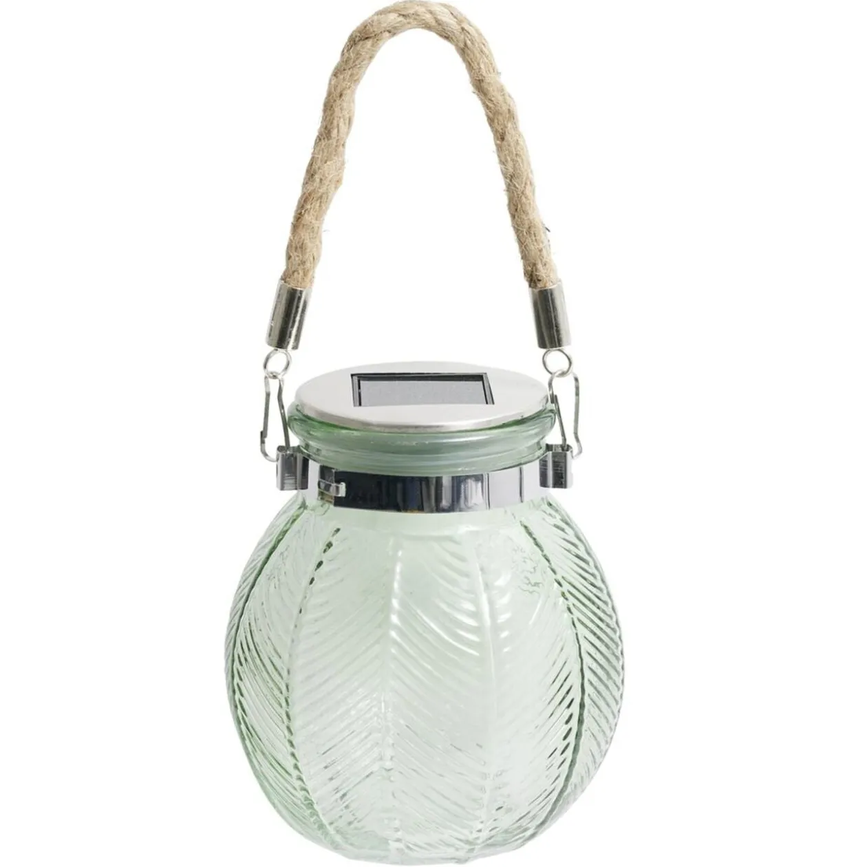 Lampe solaire à poser ou suspendre en verre et jute Ø11xH12,5cm (2 modèles)