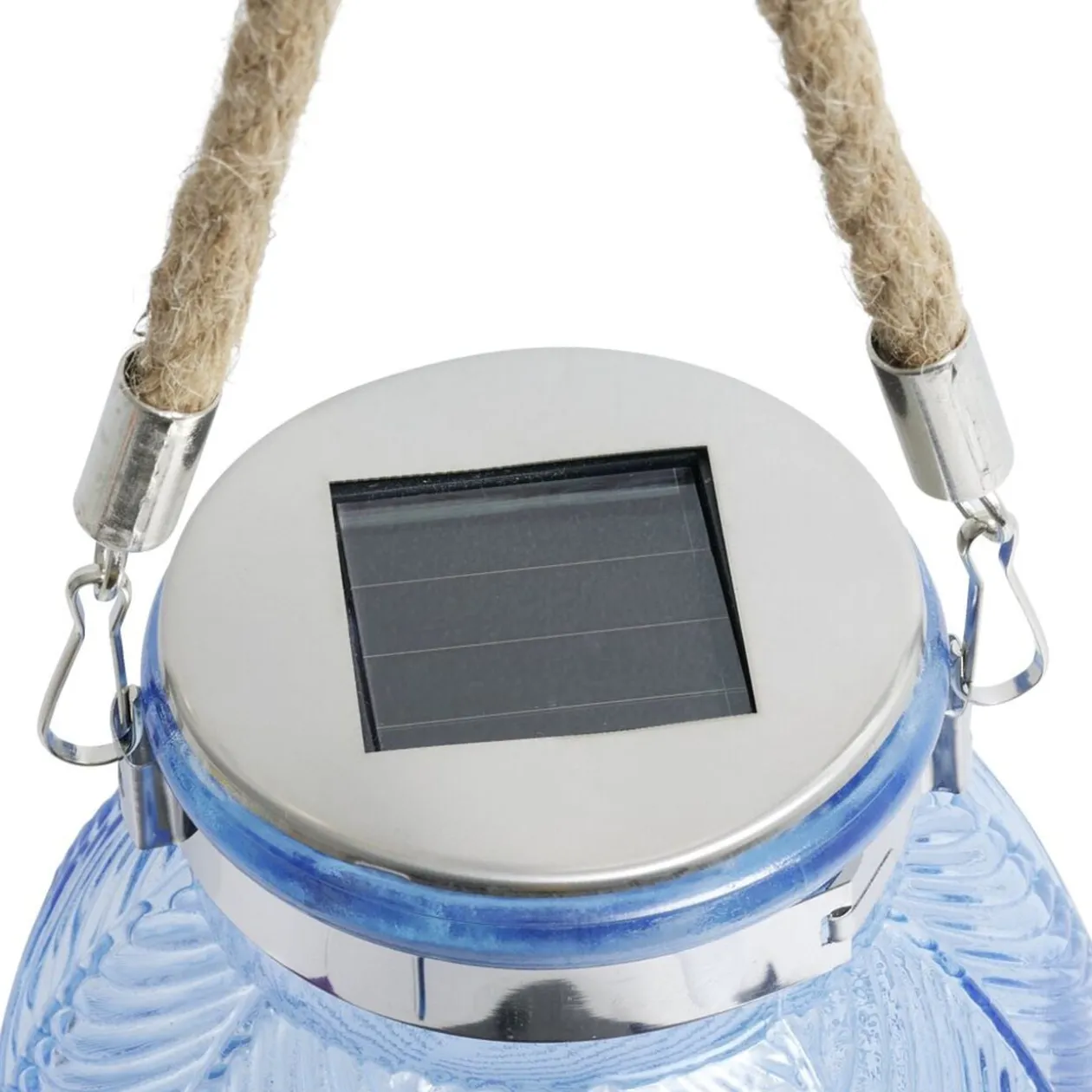 Lampe solaire à poser ou suspendre en verre et jute Ø11xH12,5cm (2 modèles)