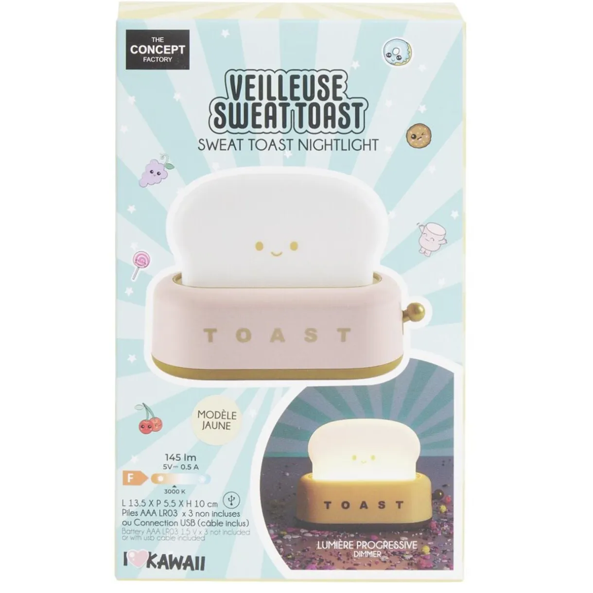 Lampe veilleuse forme toast grille-pain 13,5x5,5xH10cm < Gifi Hot