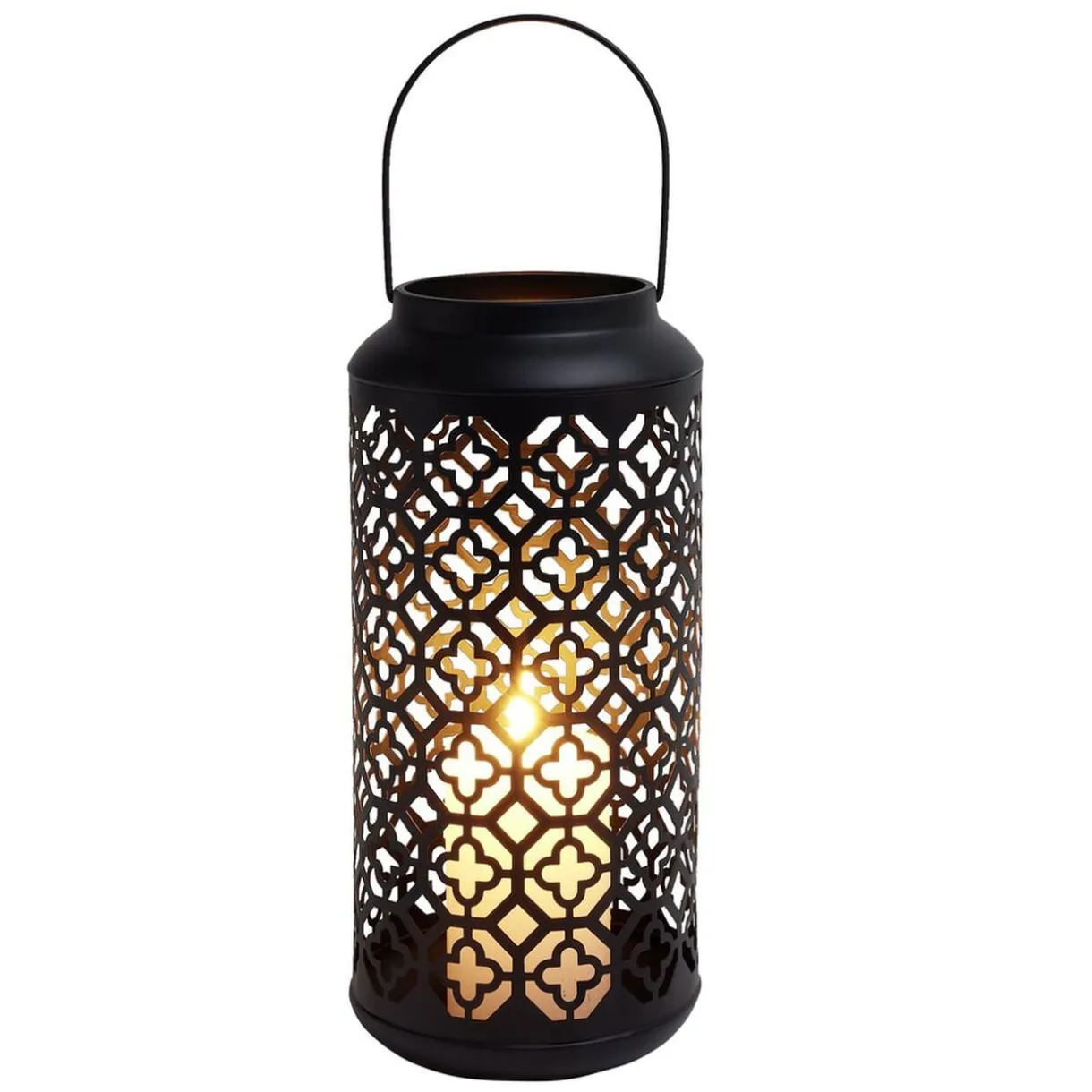 Lanterne carreaux de ciment ajourés métal noir Ø15xH34,5cm < Gifi Best