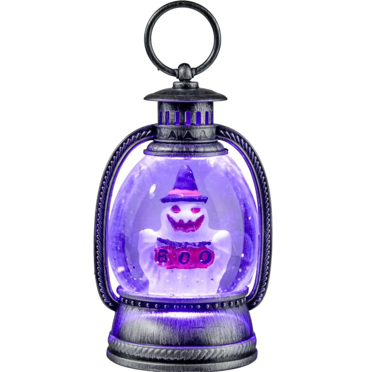 Lanterne déco LED Halloween fantôme boule à neige 8x6xH12cm