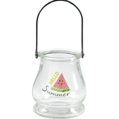 Lanterne déco été en verre et anse en métal < Gifi Online