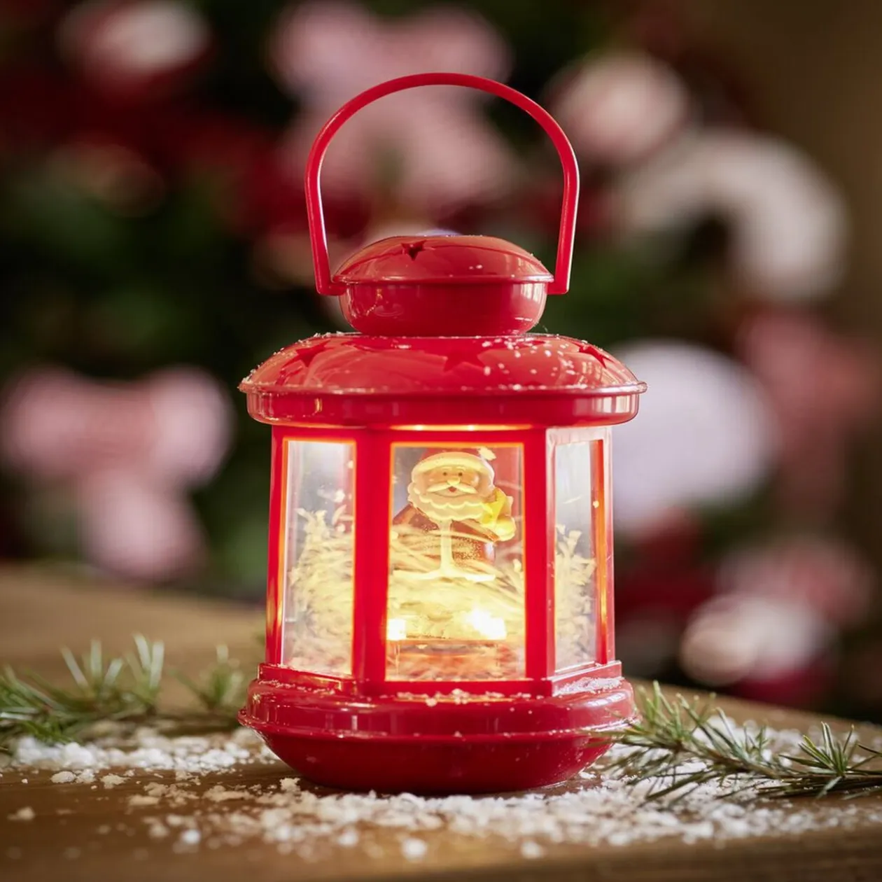 Lanterne de Noël lumineuse avec personnage à poser H17,5cm (2 modèles)