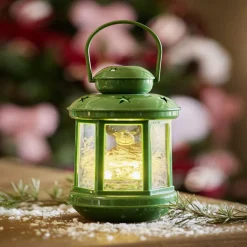 Lanterne de Noël lumineuse avec personnage à poser H17,5cm (2 modèles)