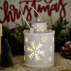 Lanterne de Noël lumineuse plastique Ø8xH15cm (2 modèles)