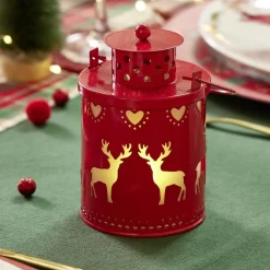 Lanterne de Noël lumineuse plastique Ø8xH15cm (2 modèles)