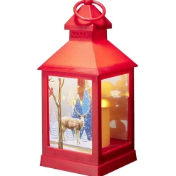 Lanterne de Noël rouge lumineuse à led blanc chaud H24,5 cm < Gifi Online