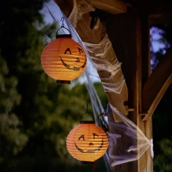 Lanterne en papier ronde lumineuse à suspendre Halloween (2 modèles)