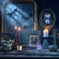 Lanterne Halloween LED décor citrouille plastique noir 7,5x7,5xH15,5cm (2 modèles) < Gifi New