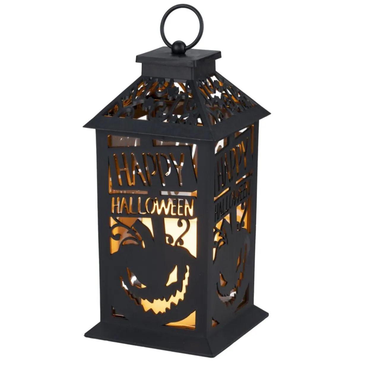 Lanterne Happy Halloween LED blanc chaud