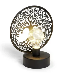 Lanterne LED arbre de vie métal noir 18x10xH21,5cm < Gifi Online