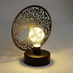 Lanterne LED arbre de vie métal noir 18x10xH21,5cm < Gifi Online