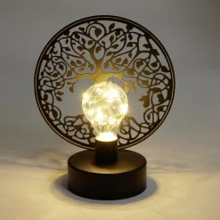 Lanterne LED arbre de vie métal noir 18x10xH21,5cm < Gifi Online