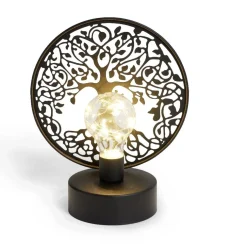 Lanterne LED arbre de vie métal noir 18x10xH21,5cm < Gifi Online