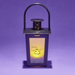 Lanterne LED Halloween animée à piles 7,4x7,4xH15,5cm