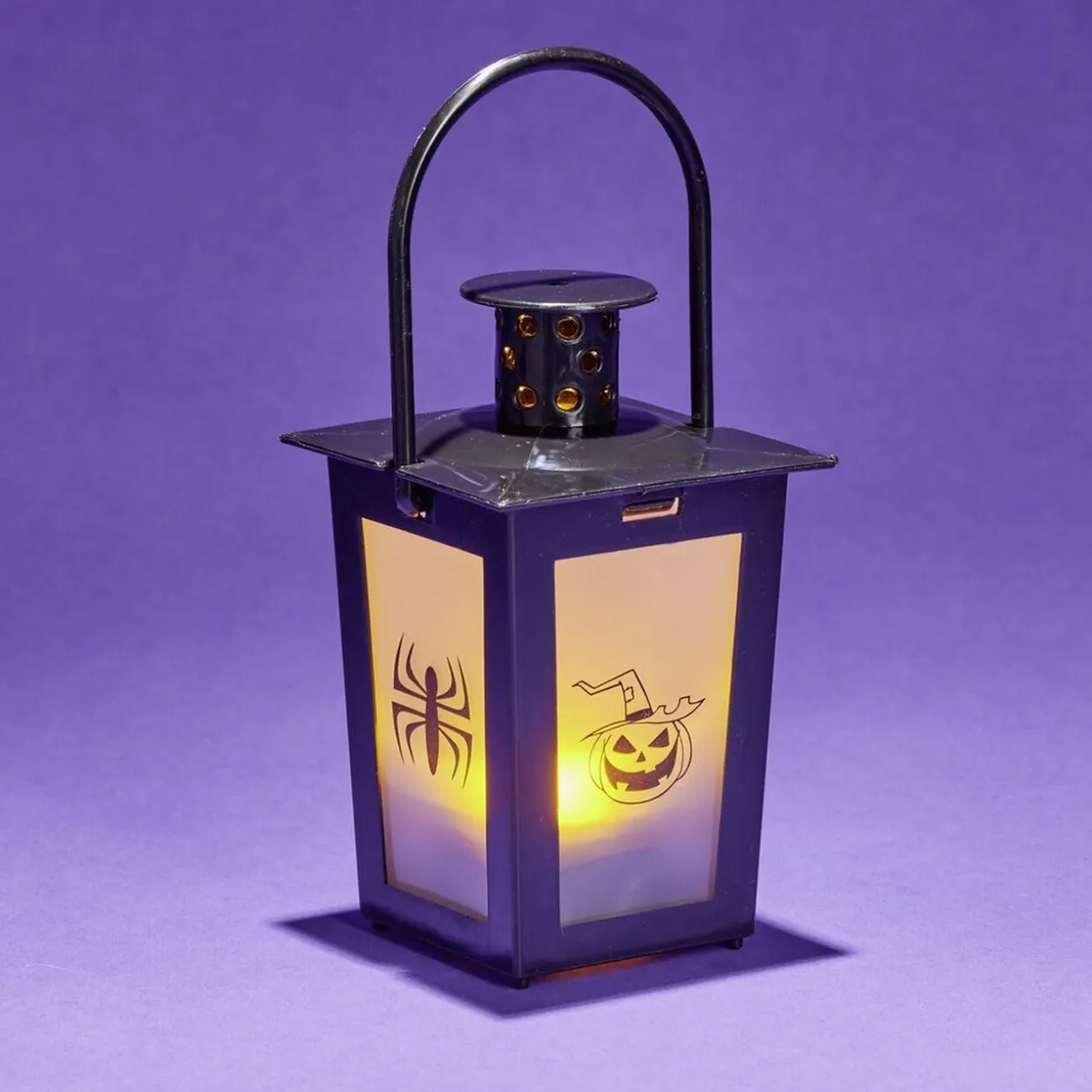 Lanterne LED Halloween animée à piles 7,4x7,4xH15,5cm