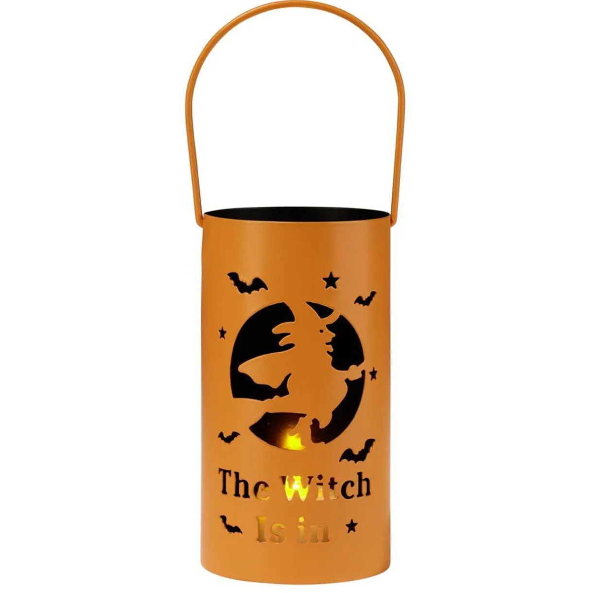 Lanterne LED Halloween métal orange Ø8xH15cm (2 modèles) < Gifi Hot