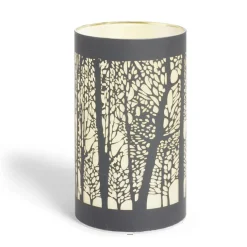 Lanterne LED motif forêt en verre noir Ø9xH15cm < Gifi Discount