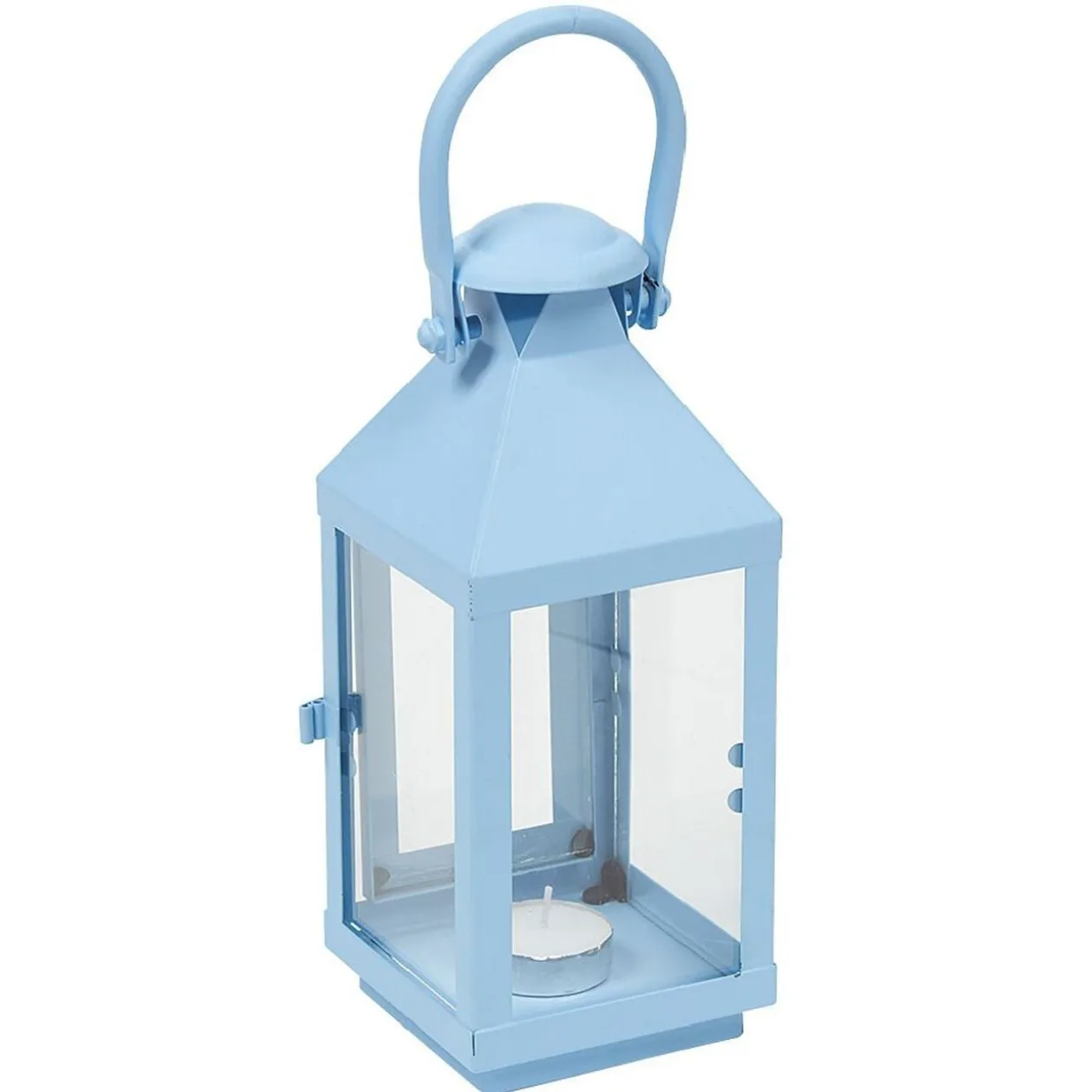 Lanterne photophore en métal bleu