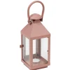 Lanterne photophore en métal rose