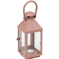 Lanterne photophore en métal rose