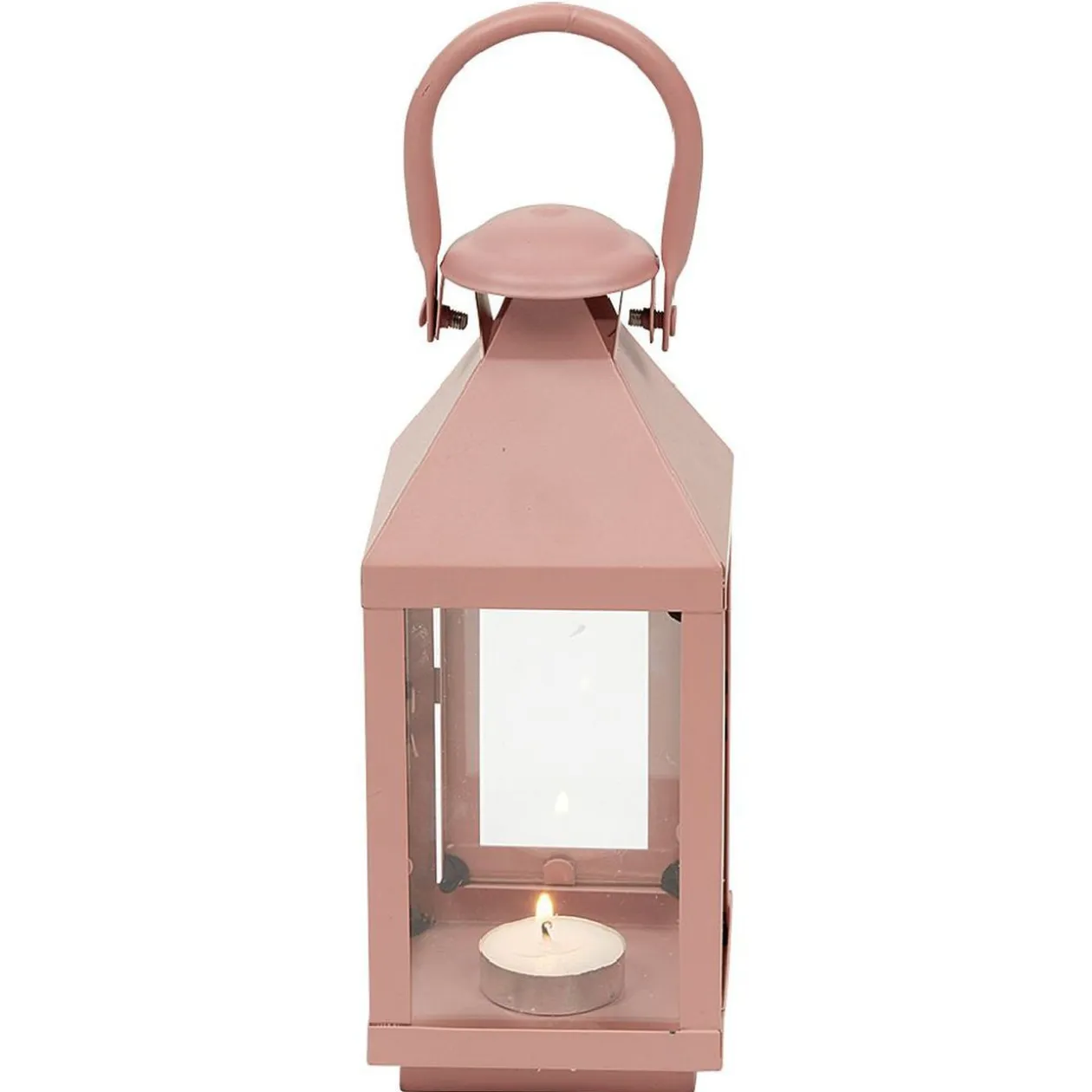 Lanterne photophore en métal rose