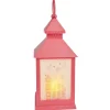 Lanterne rouge lumineuse 1LED blanc chaud H23cm