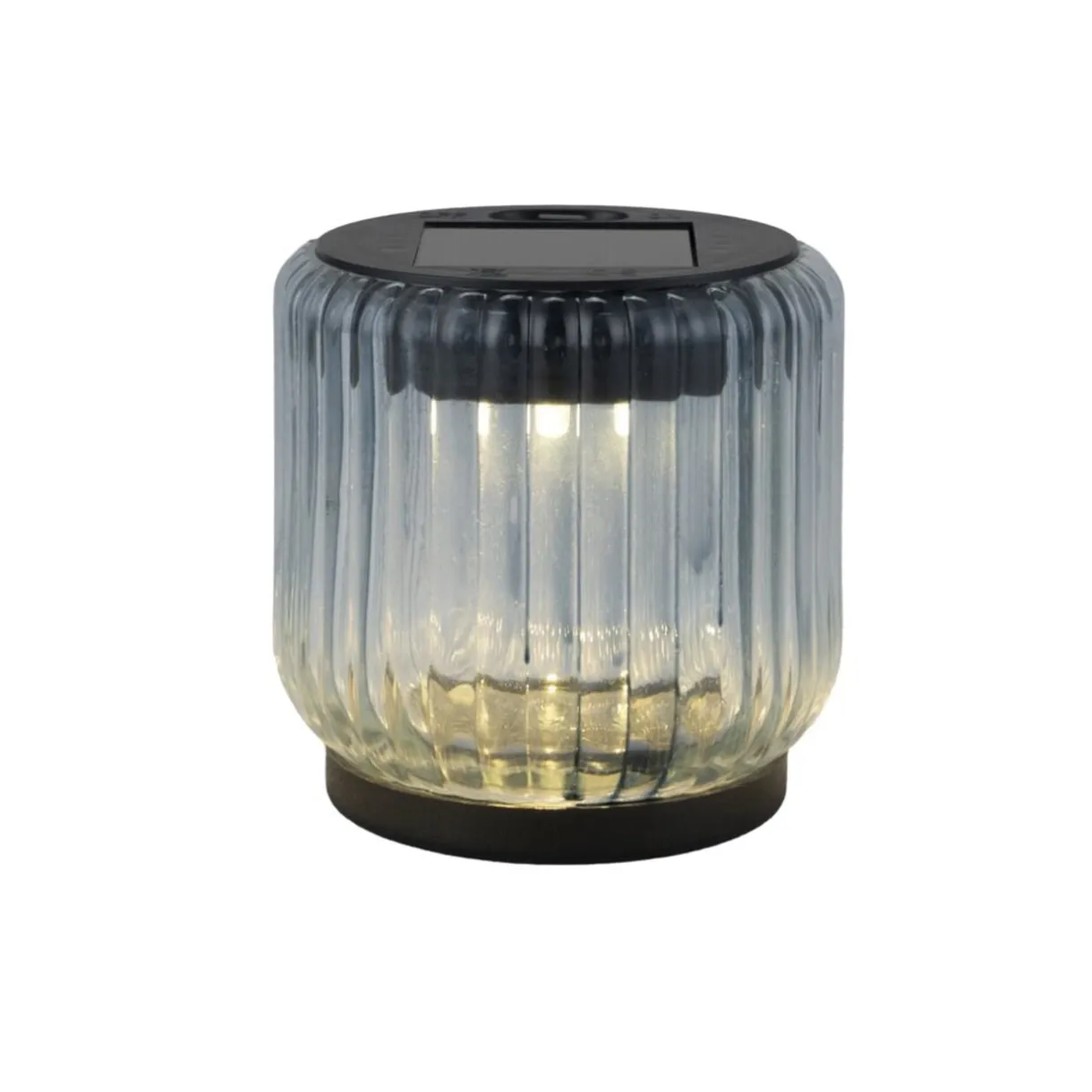 Lanterne solaire décorative plastique et verre bleu Ø8xH8,5cm < Gifi Outlet