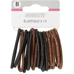 Élastique sans métal noir marron fil brillant x15