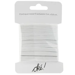 Élastique tressé blanc 6mm L5m