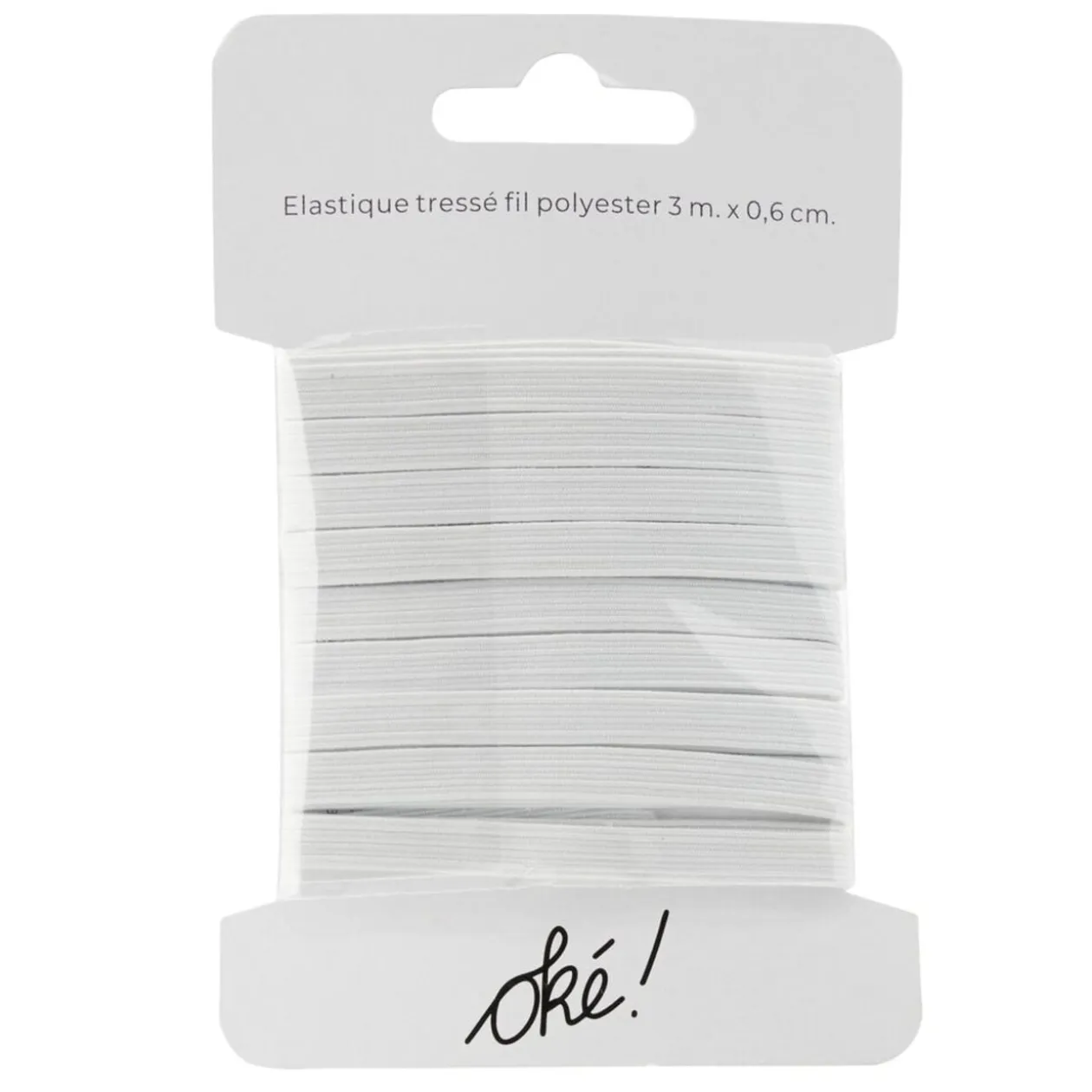 Élastique tressé blanc 6mm L5m