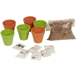 Le kit du mini jardinier pour plantes avec pots en bambou et substrat