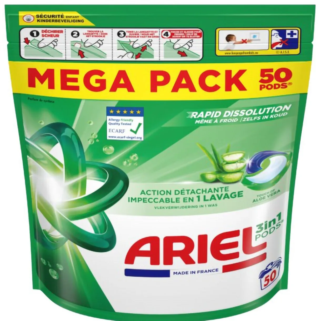 Lessive capsule Ariel Pods action détachante Aloe Vera 50 lavages < Gifi Outlet