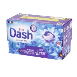 Lessive capsule Dash 2en1 Lenor Envolée d'air 19 lavages < Gifi