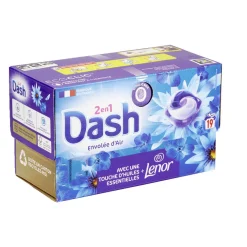 Lessive capsule Dash 2en1 Lenor Envolée d'air 19 lavages < Gifi