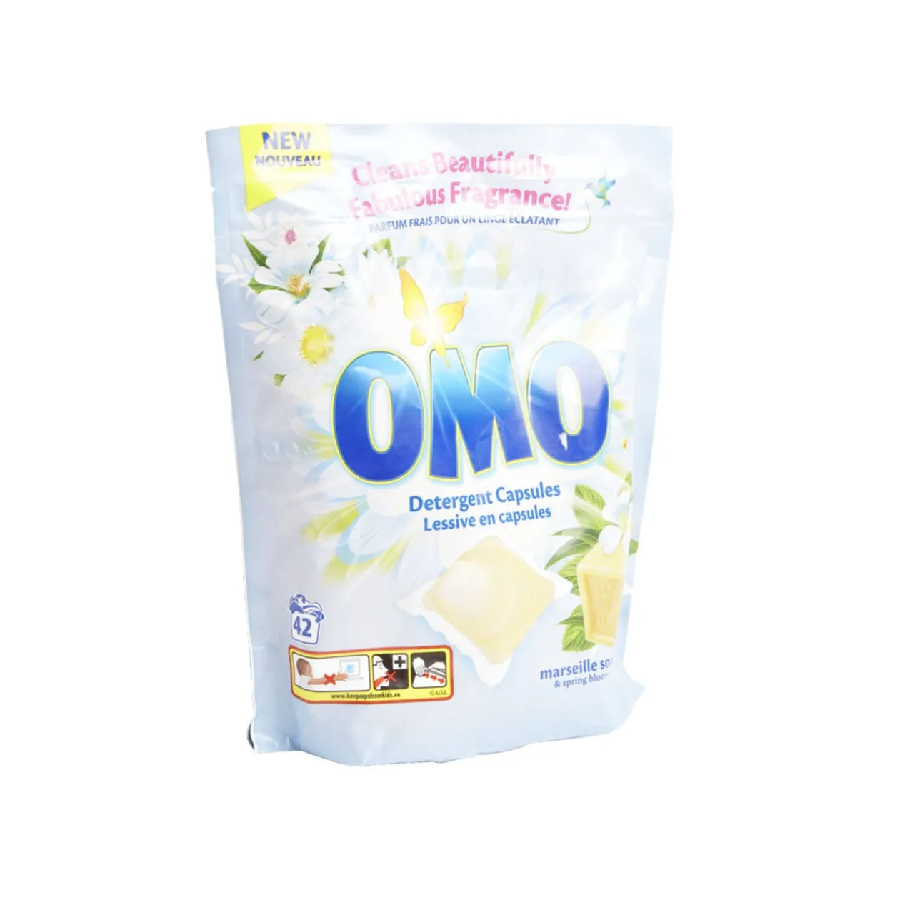 Lessive capsule OMO savon de marseille et fleur de printemps 42 pods