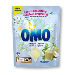 Lessive capsule OMO savon de marseille et fleur de printemps 42 pods