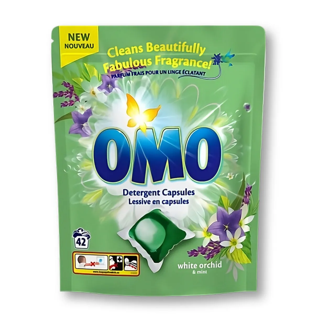 Lessive capsule x42 OMO orchidée et menthe
