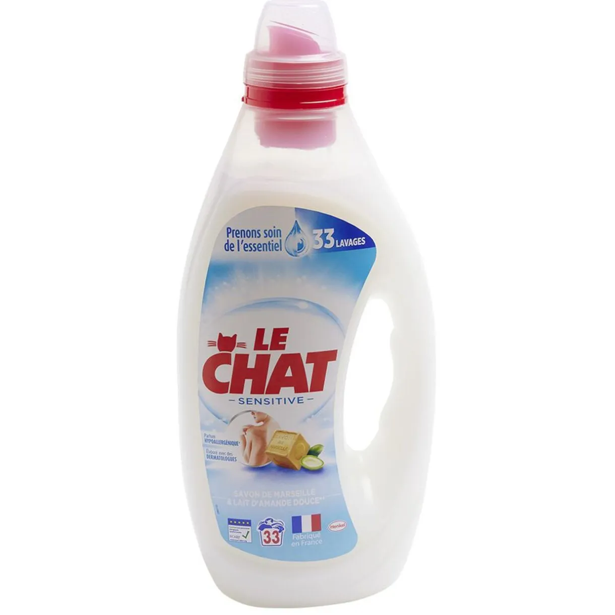 Lessive liquide Le Chat Sensitive savon de marseille et amande 33 lavages 1,65L < Gifi Hot