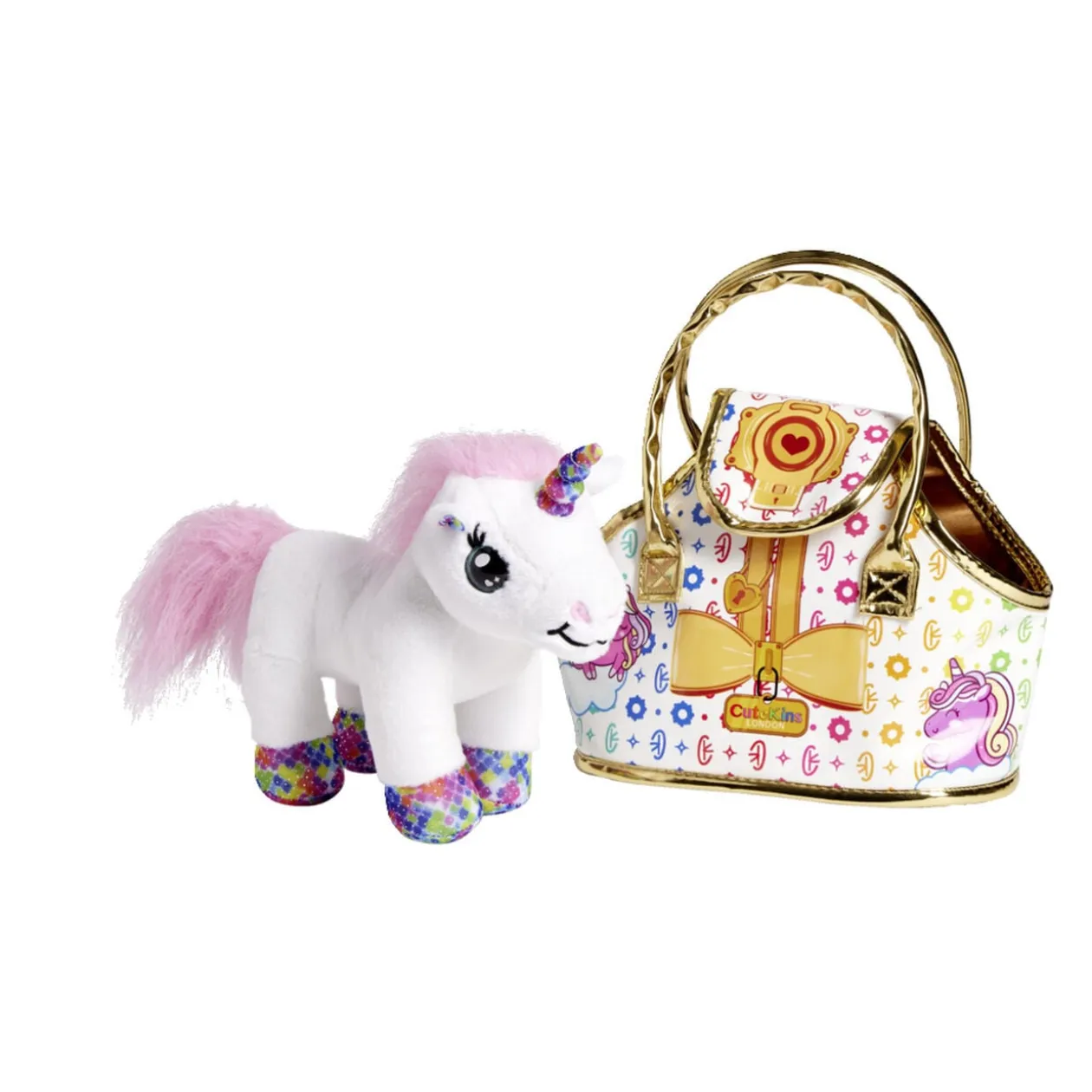 Licorne peluche avec son sac de transport