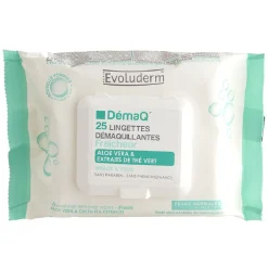 Lingette démaquillante Evoluderm Aloé vera thé vert x25 < Gifi Hot