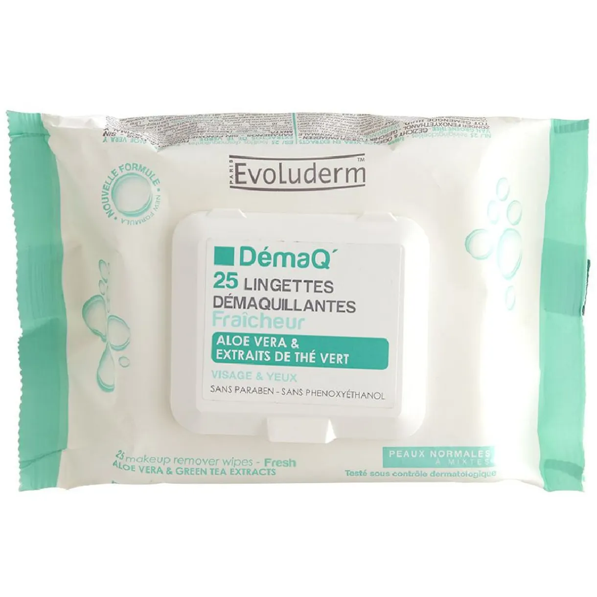 Lingette démaquillante Evoluderm Aloé vera thé vert x25 < Gifi Hot