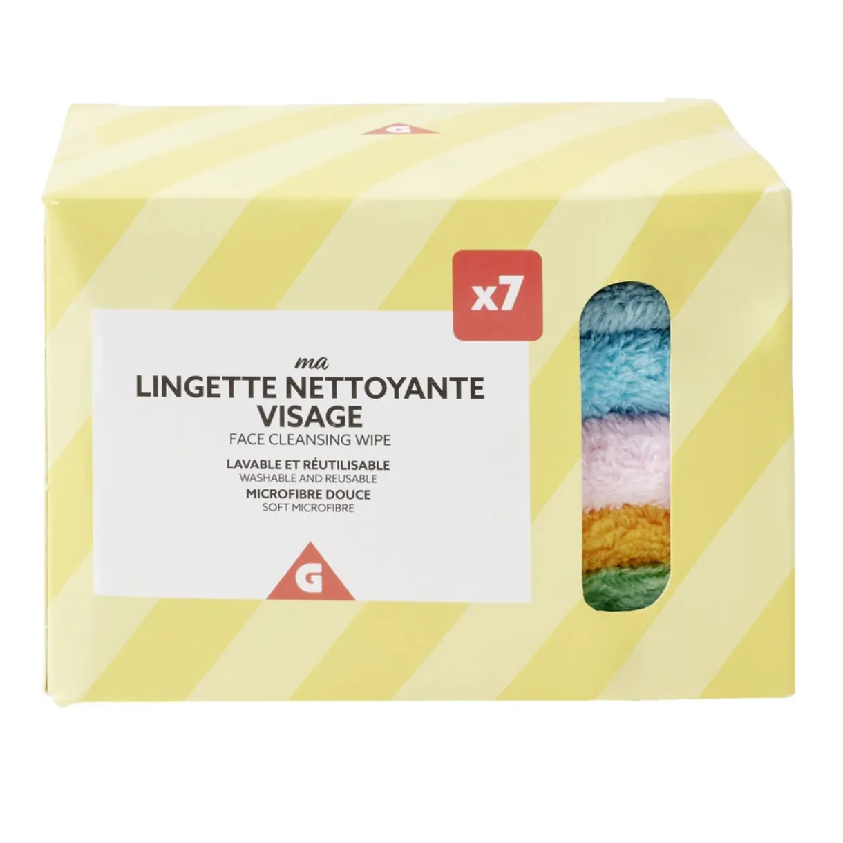 Lingette nettoyante visage x7 lavable et réutilisable microfibre douce 22,5x22,5cm < Gifi Sale