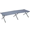 Lit de camp 1 personne pliable tissu gris 190x69,5xH43,5cm