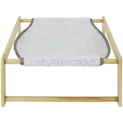 Lit hamac pour animaux en pin et polyester beige/gris - 37x39xH.15cm