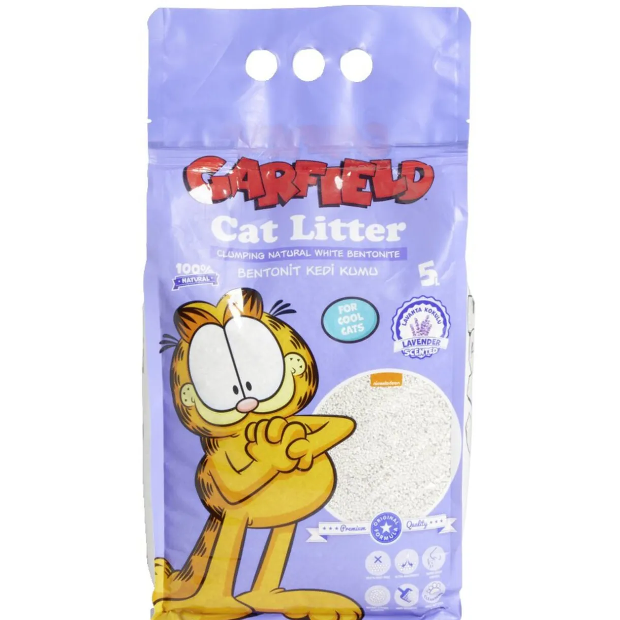 Litière naturelle pour chat Garfield senteur lavande bentonite 5kg < Gifi New