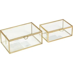 LOT Boîte de rangement en verre et effet laiton - OK CODES CRÉÉS < Gifi Discount