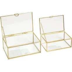 LOT Boîte de rangement en verre et effet laiton - OK CODES CRÉÉS < Gifi Discount